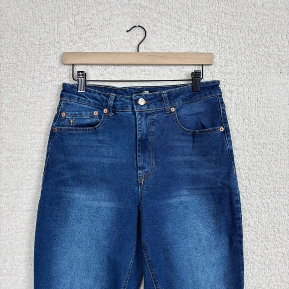Frye Jeans Womens 8/29 Blue Straight Leg Whiskered High Rise Stretch Denim - Picture 2 of 14